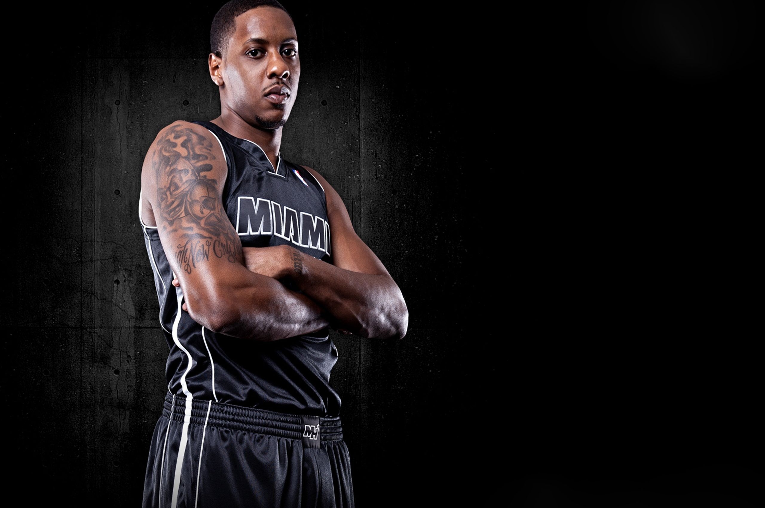 Miami Heat Nba American Basketball Black Uniforms Mario Chalmers