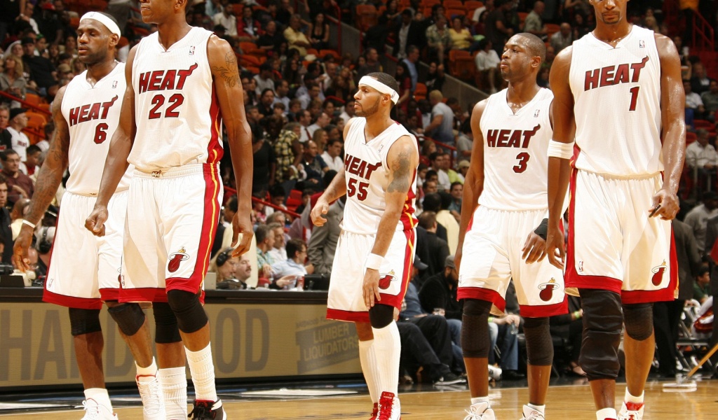 Miami Heat Nba American Basketball Lebron James James Jones Eddie House Dwyane Wade And Chris Bosh