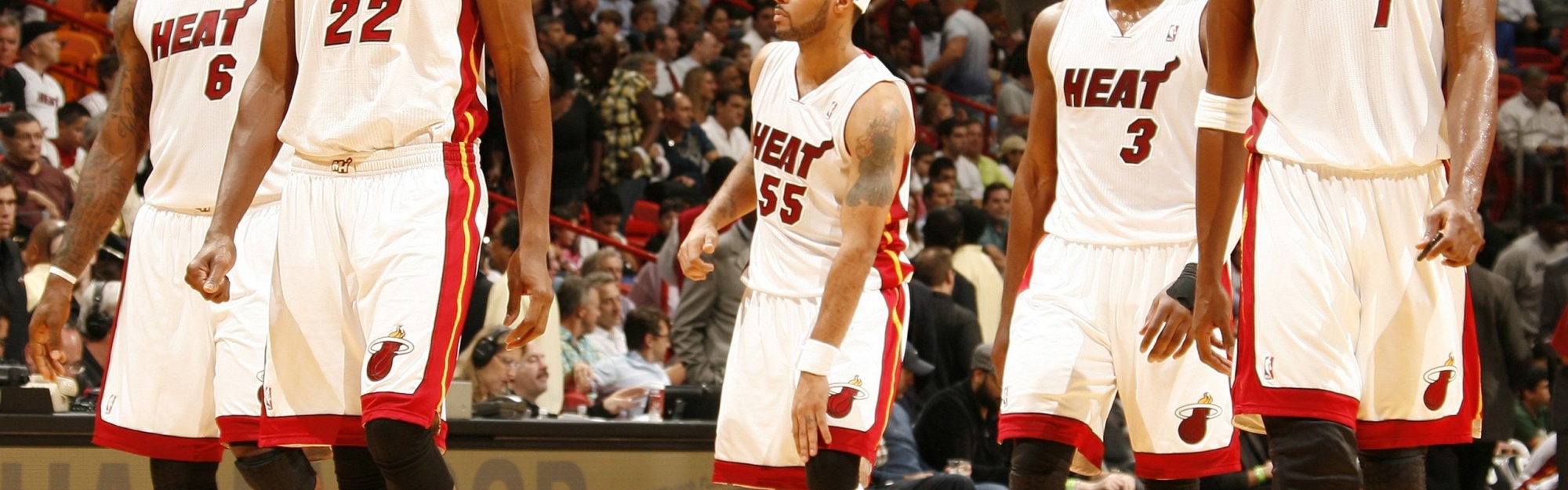 Miami Heat Nba American Basketball Lebron James James Jones Eddie House Dwyane Wade And Chris Bosh