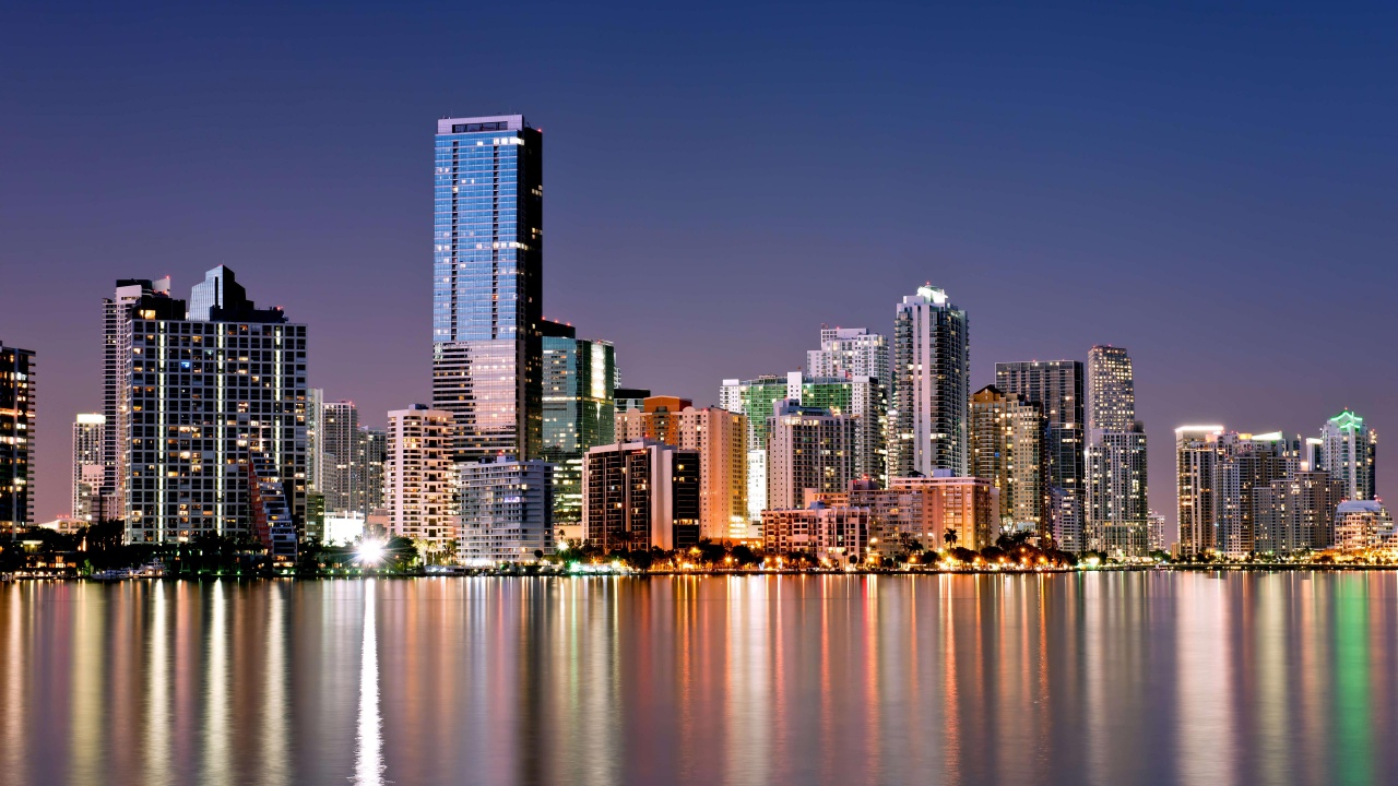 Miami Skyline In Night