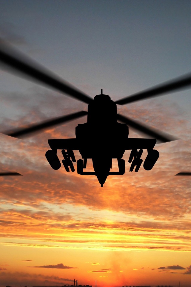 Military Helicopters And Sunset