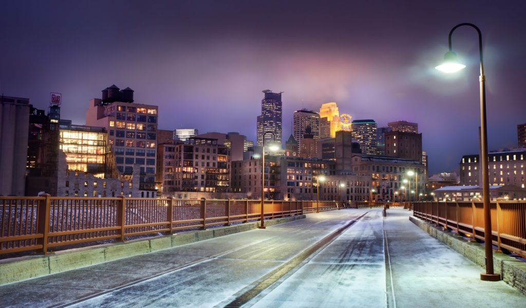 Minnesota Horizon United States Snow Winter Bridge City Landscape