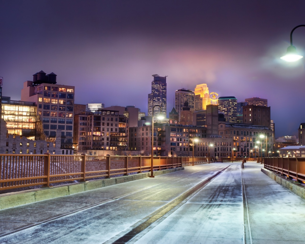 Minnesota Horizon United States Snow Winter Bridge City Landscape