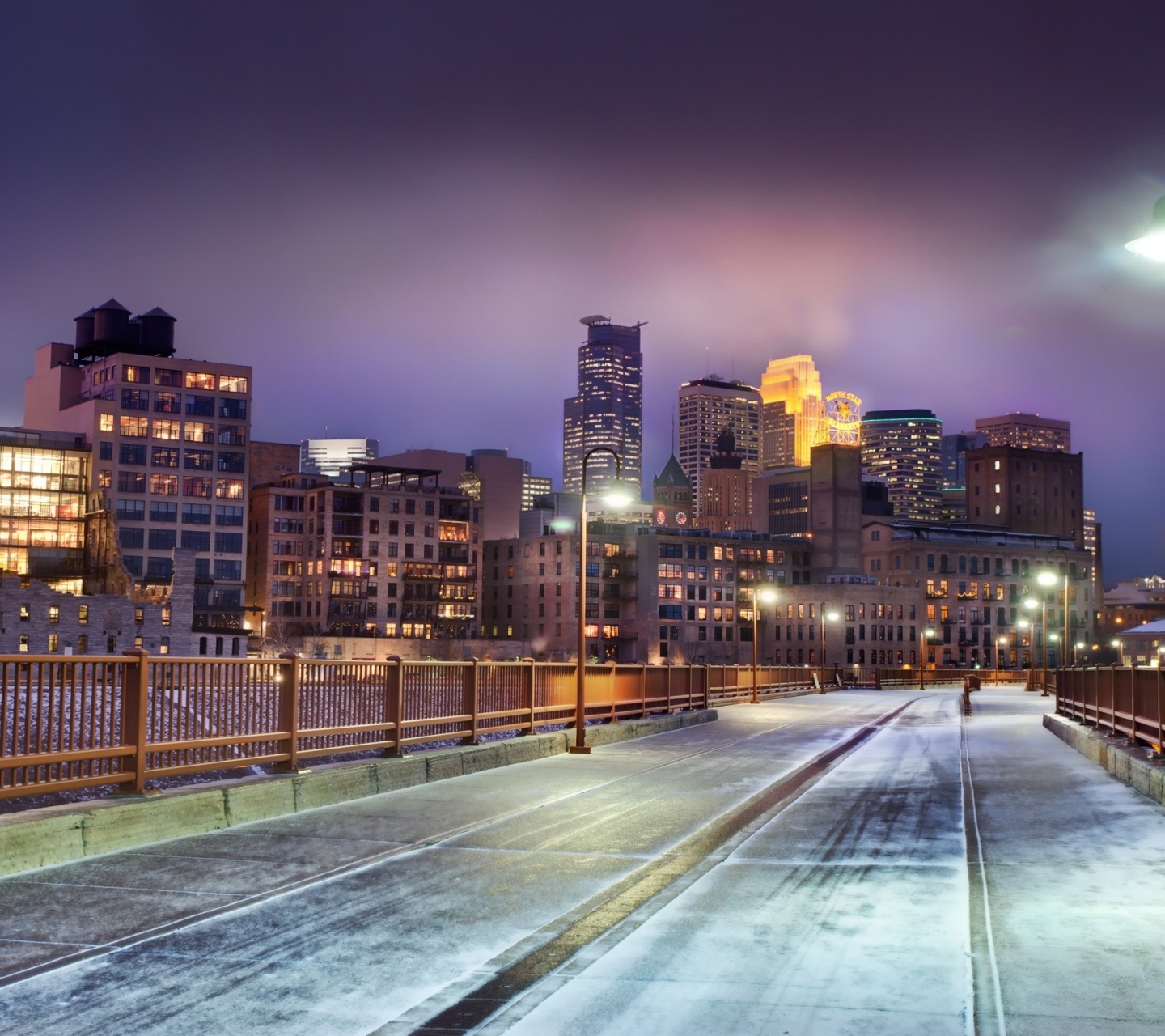 Minnesota Horizon United States Snow Winter Bridge City Landscape