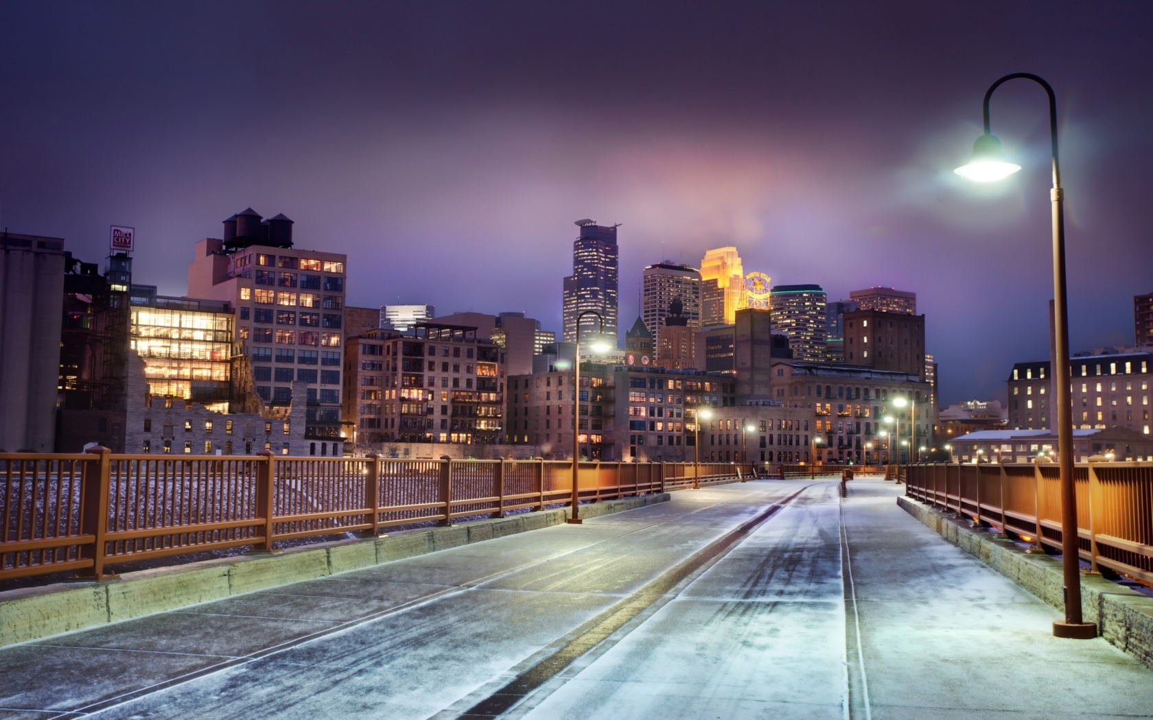 Minnesota Horizon United States Snow Winter Bridge City Landscape