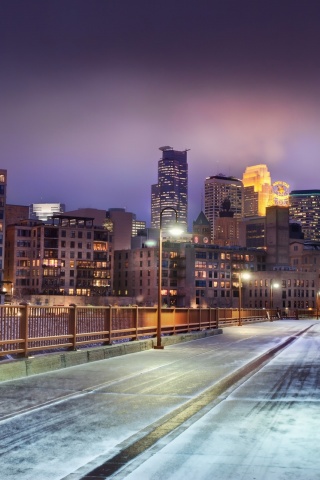 Minnesota Horizon United States Snow Winter Bridge City Landscape