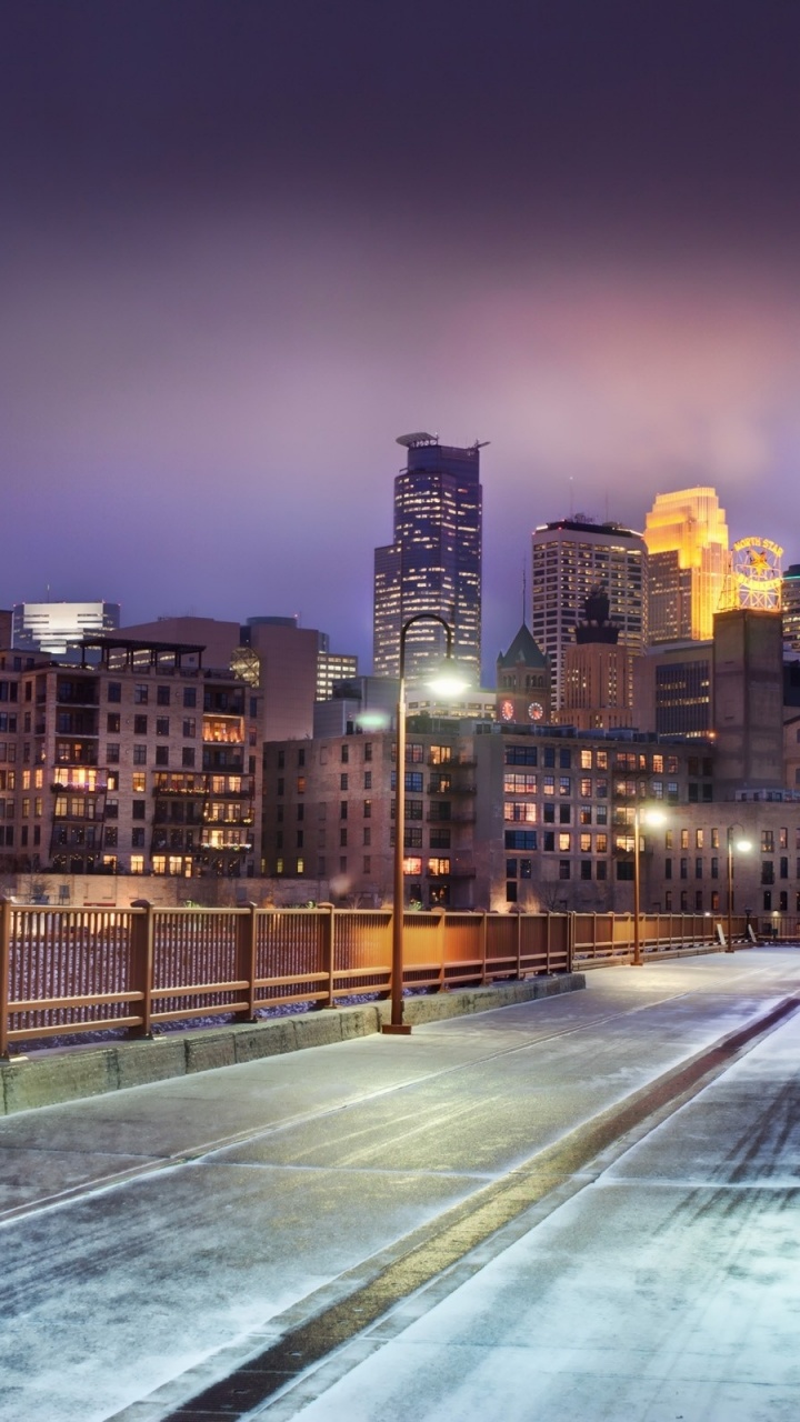 Minnesota Horizon United States Snow Winter Bridge City Landscape