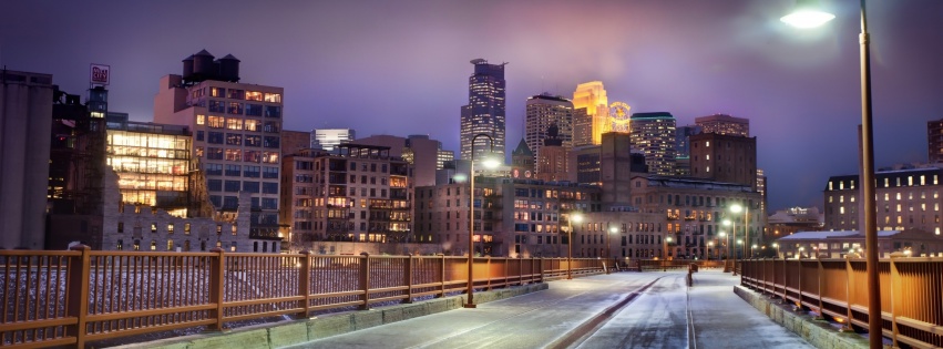 Minnesota Horizon United States Snow Winter Bridge City Landscape