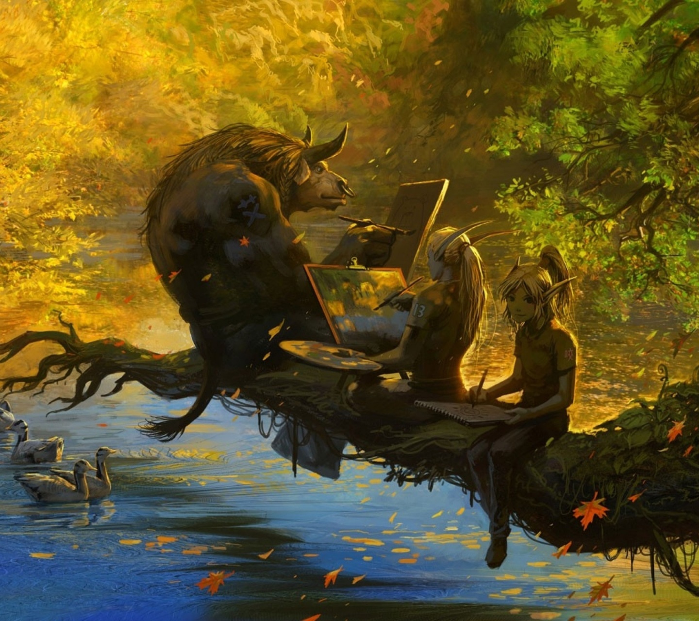 Minotaur And Elves Artwork Autumn