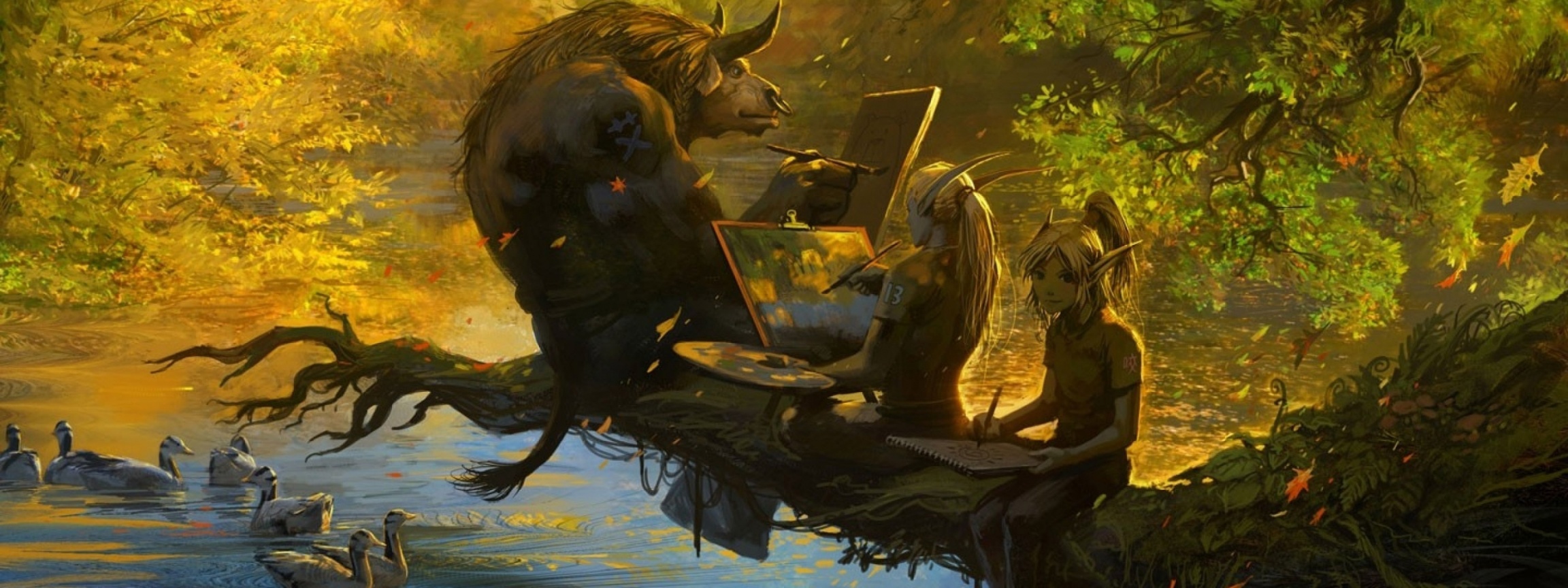 Minotaur And Elves Artwork Autumn