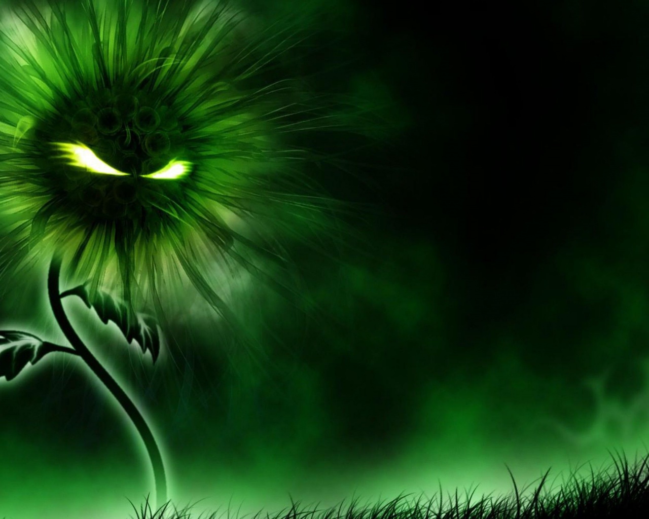 Miscellaneous Digital Art Green Evil Green Flower