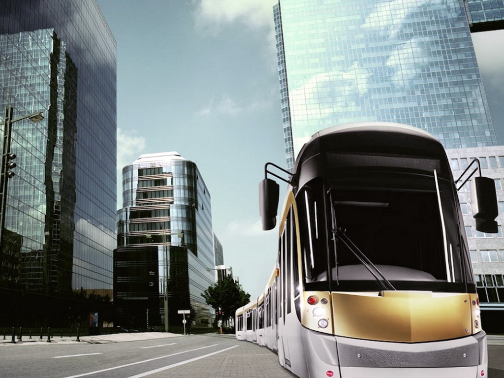 Modern Tram In The City