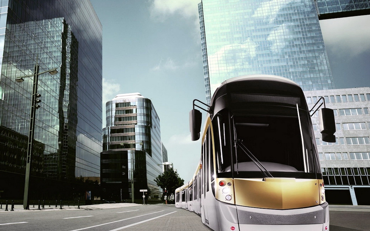 Modern Tram In The City