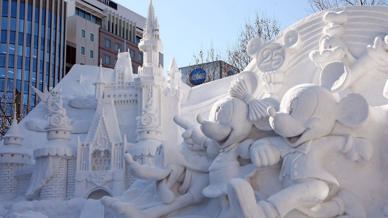 Monument Mickey Mouse Fortress Sapporo Snow Festival Japan