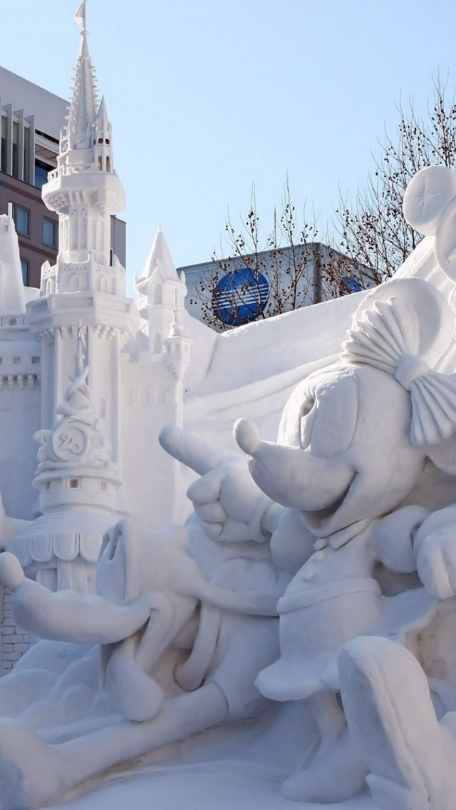 Monument Mickey Mouse Fortress Sapporo Snow Festival Japan