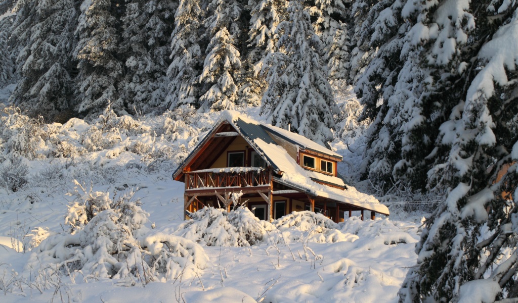 Mountain House Covered With Snow