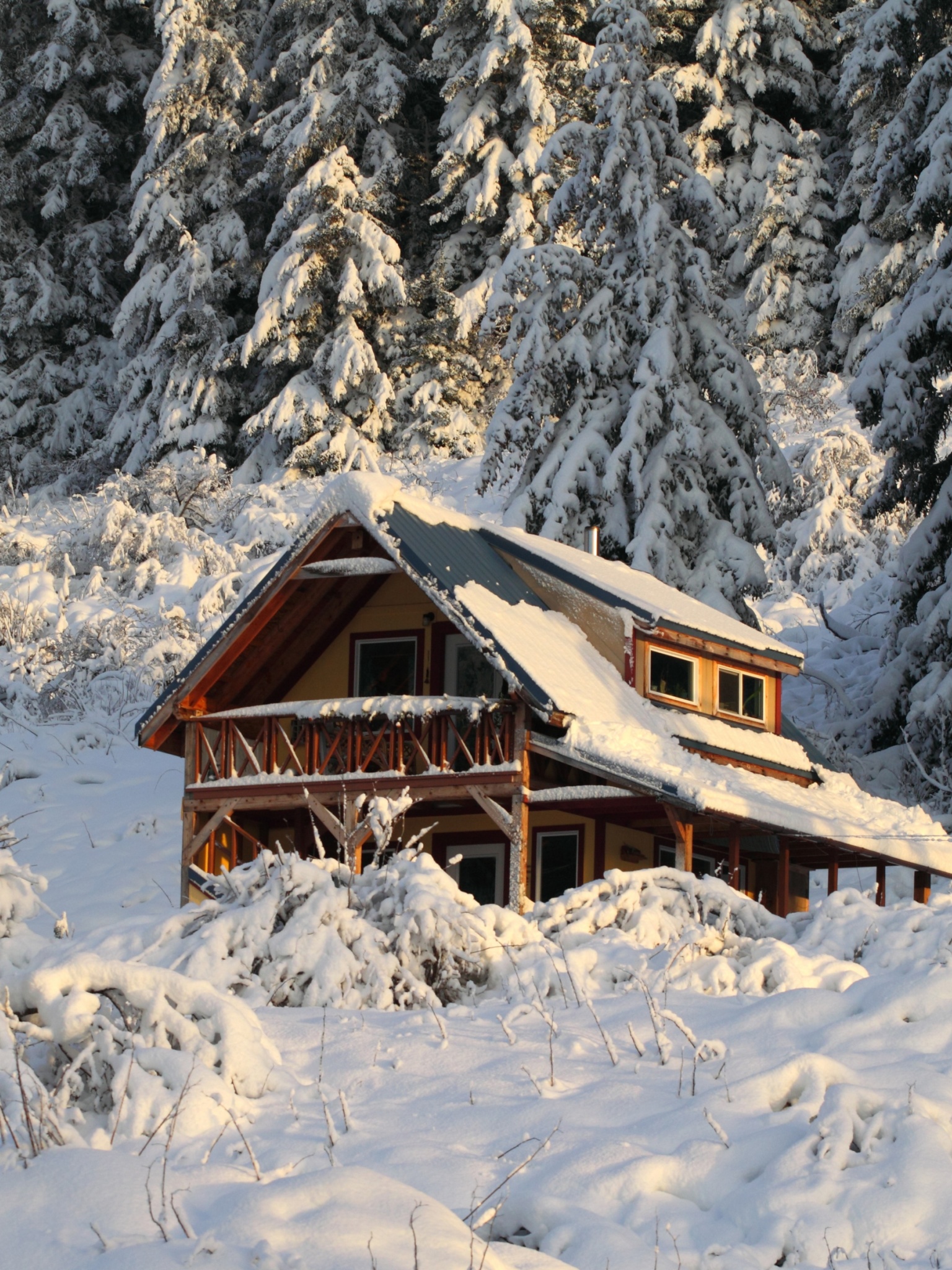 Mountain House Covered With Snow