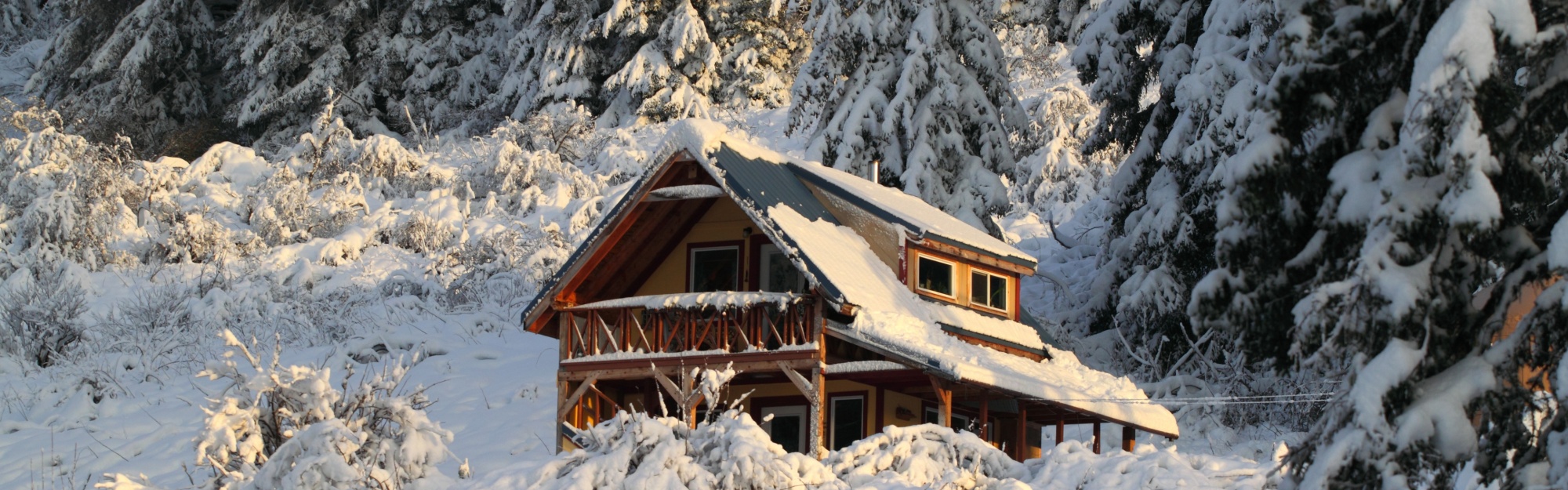 Mountain House Covered With Snow