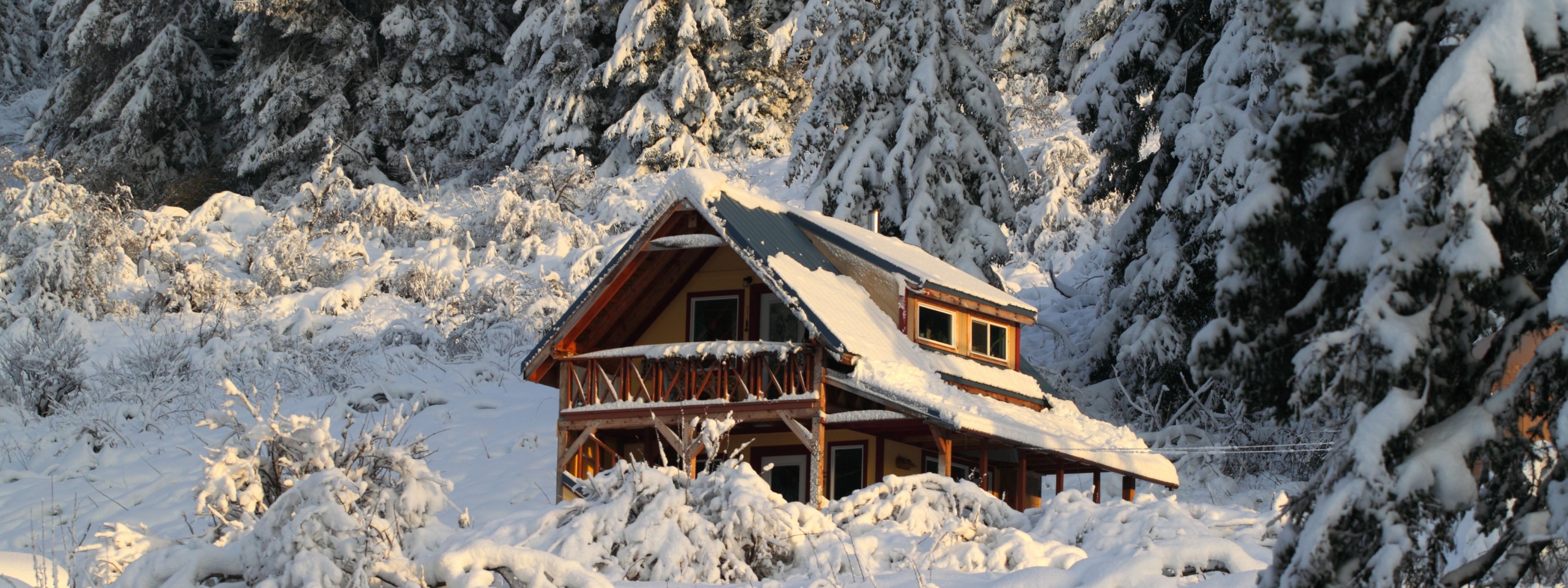 Mountain House Covered With Snow