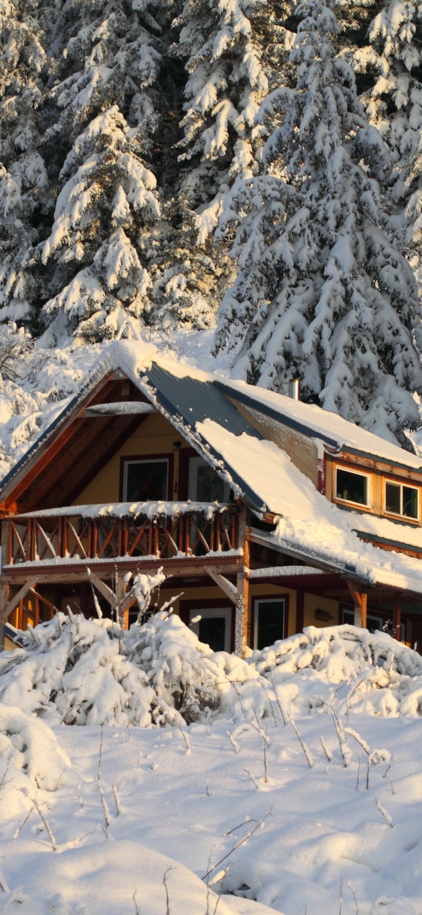 Mountain House Covered With Snow