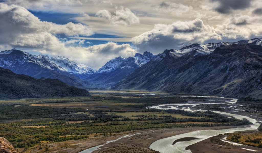 Mountain River And Clouds