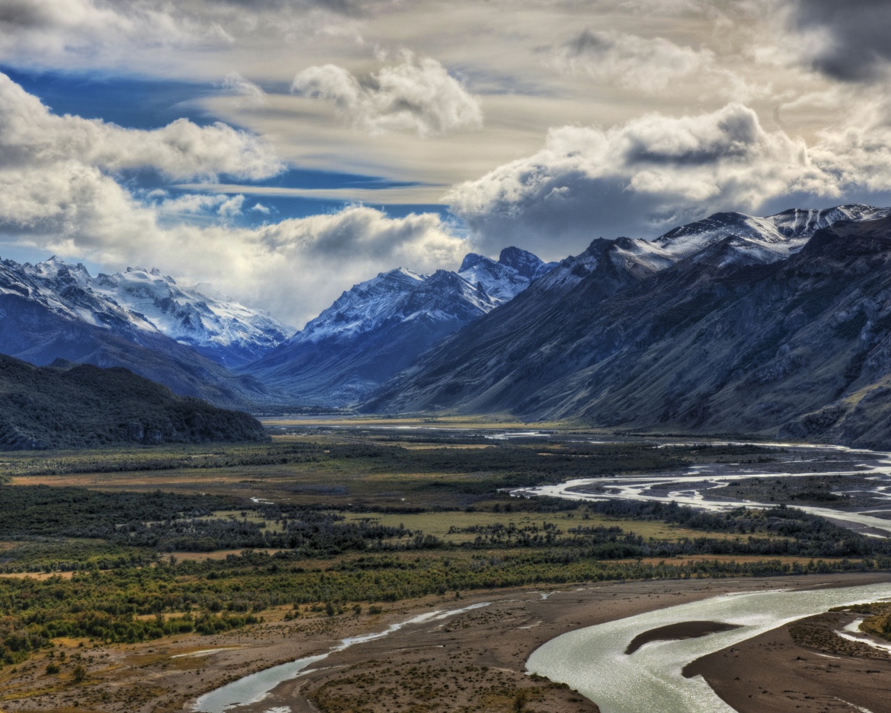 Mountain River And Clouds