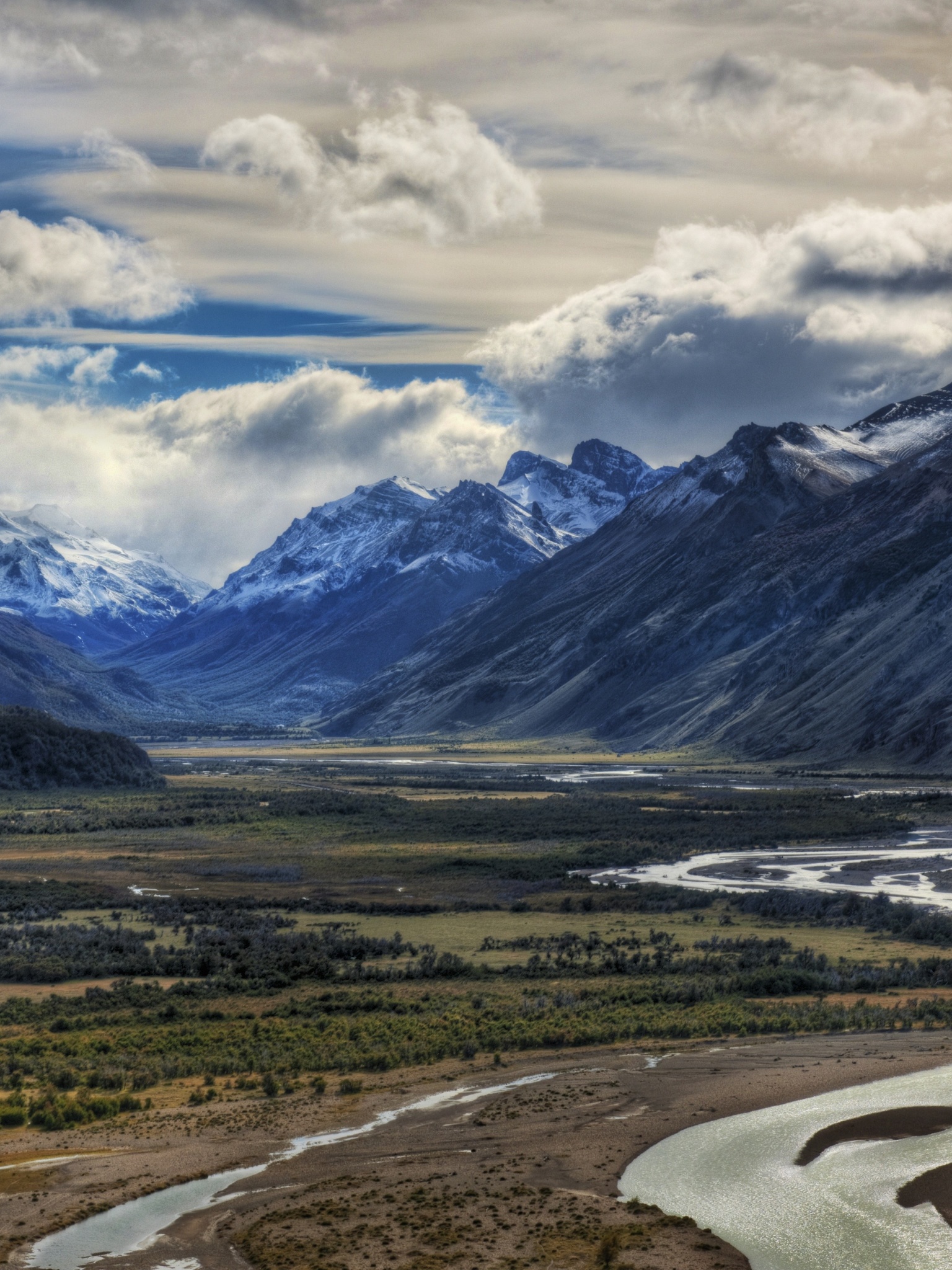 Mountain River And Clouds