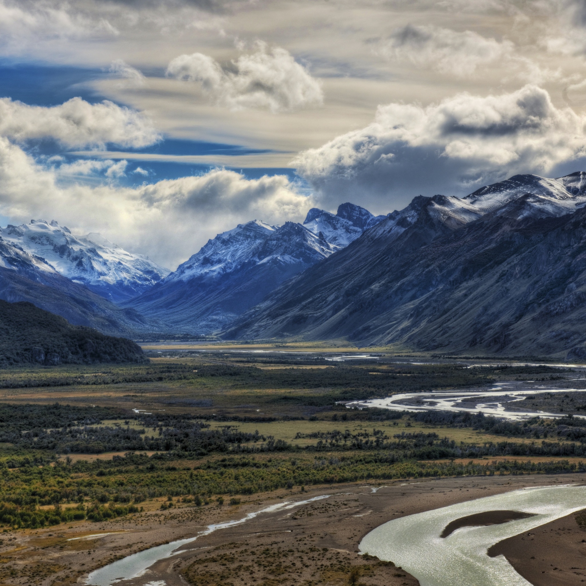 Mountain River And Clouds