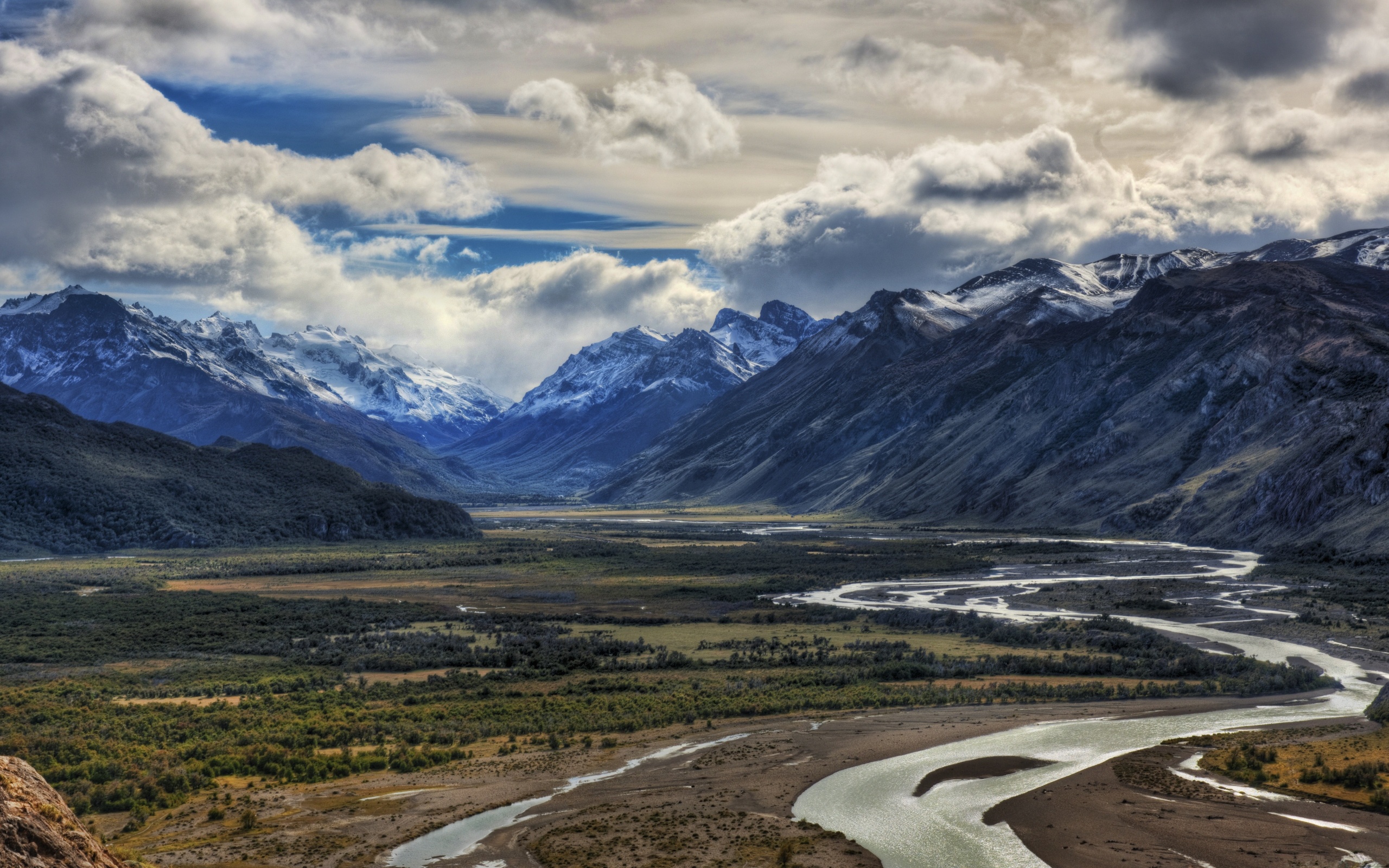 Mountain River And Clouds