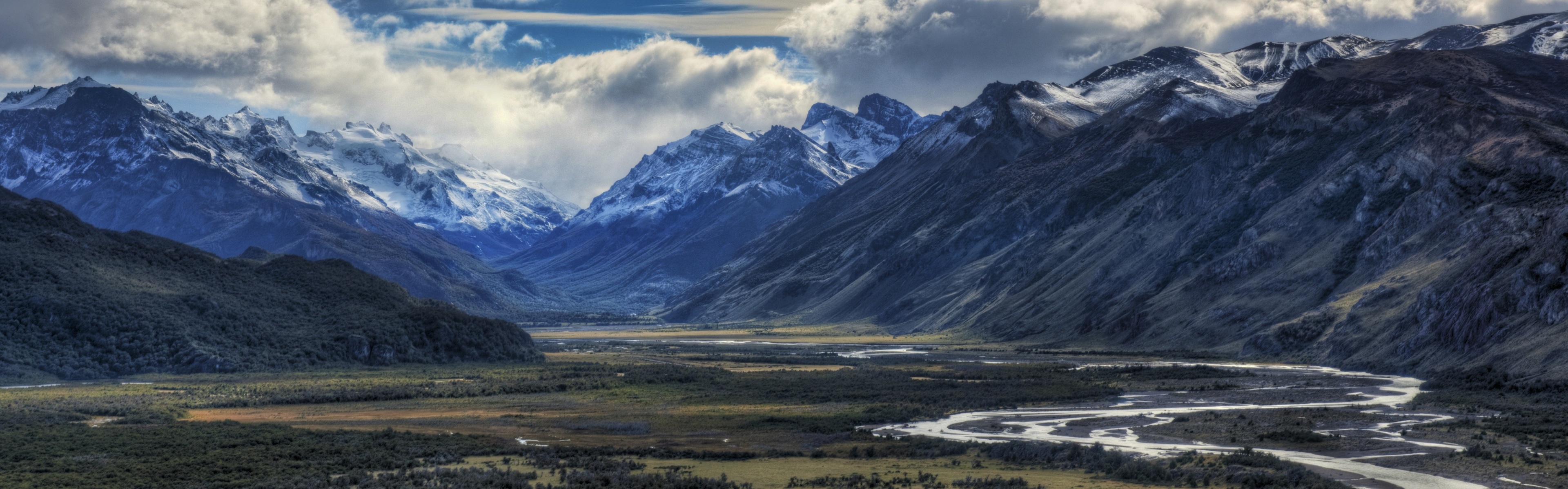 Mountain River And Clouds