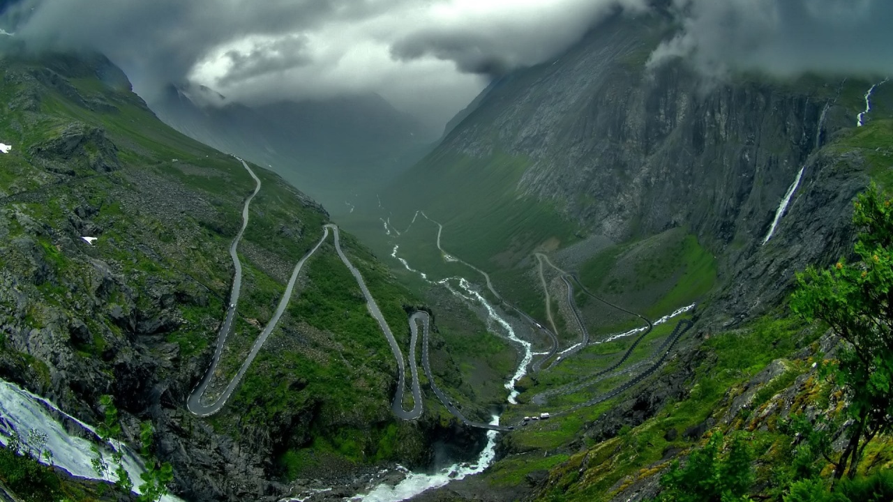 Mountain Valley Road Dark Clouds Nature