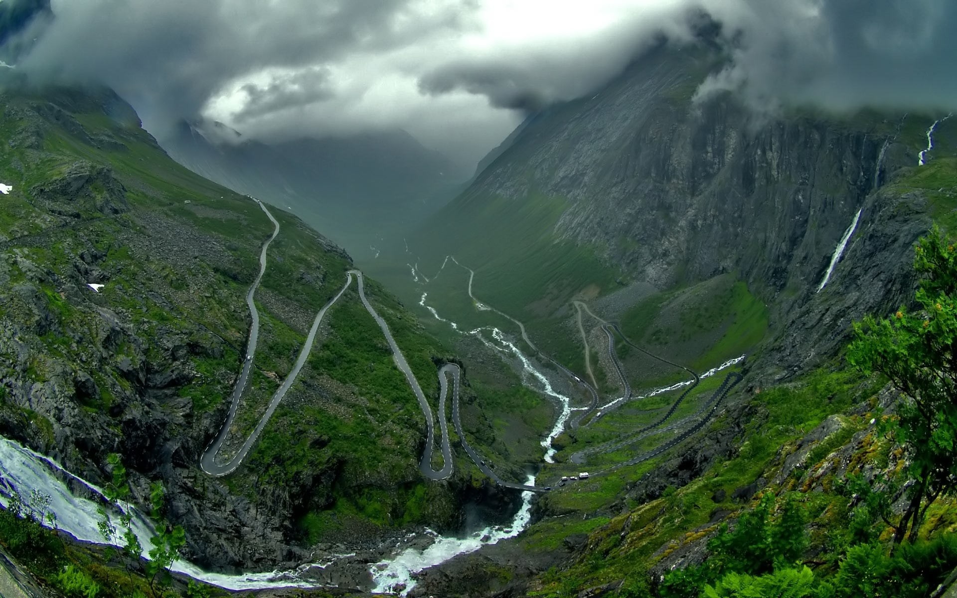 Mountain Valley Road Dark Clouds Nature