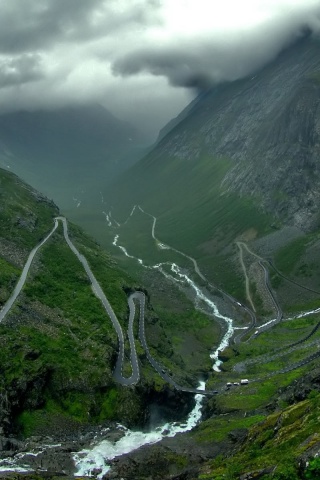 Mountain Valley Road Dark Clouds Nature