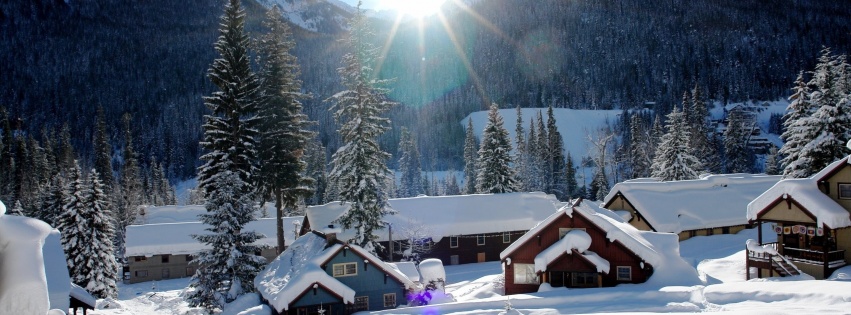 Mountains Houses Snow Winter