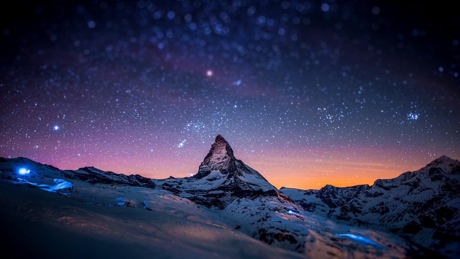 Mountains Stars Tilt Shift Space