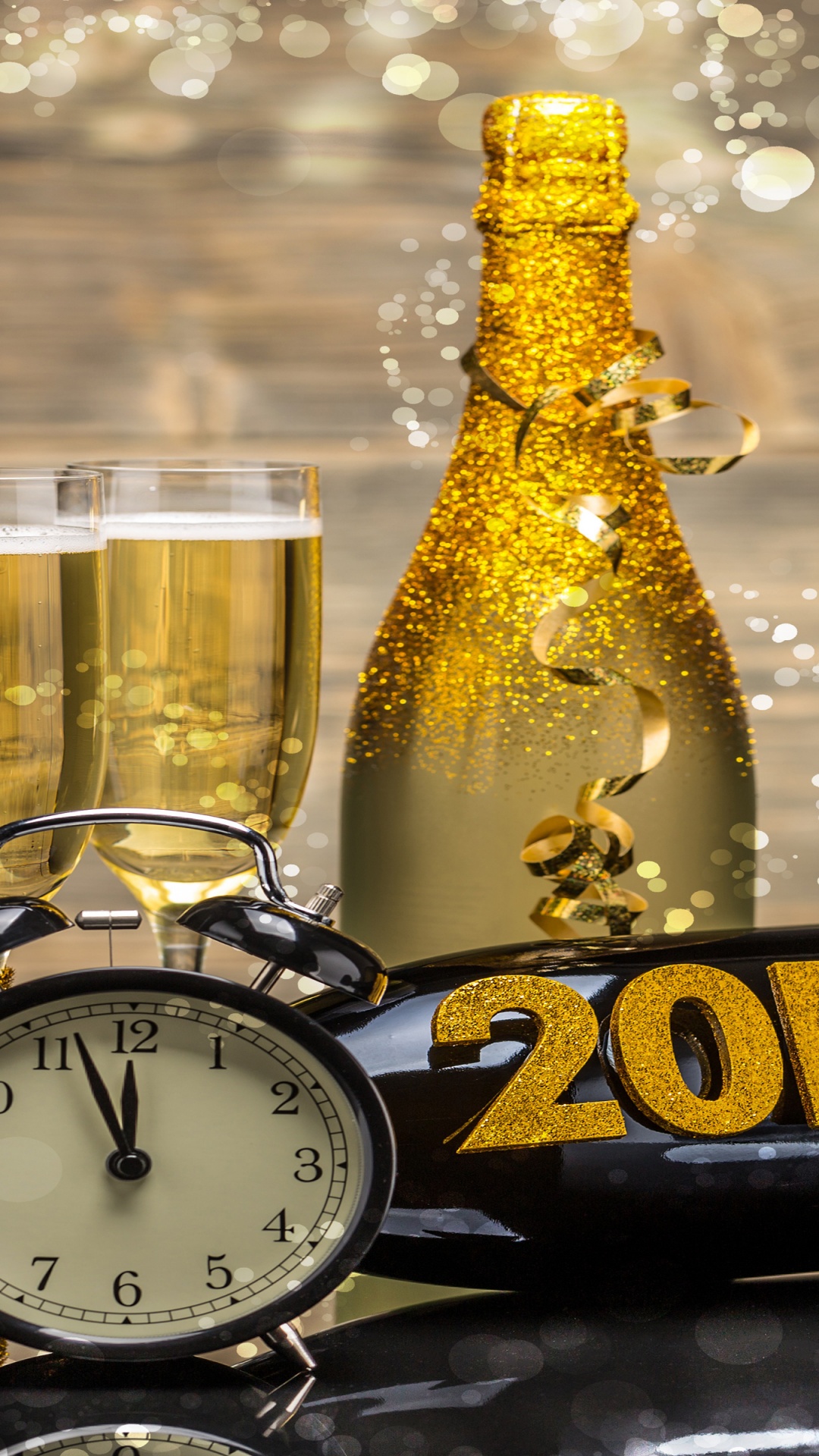 New Year 2016 Champagne Clock Bottle