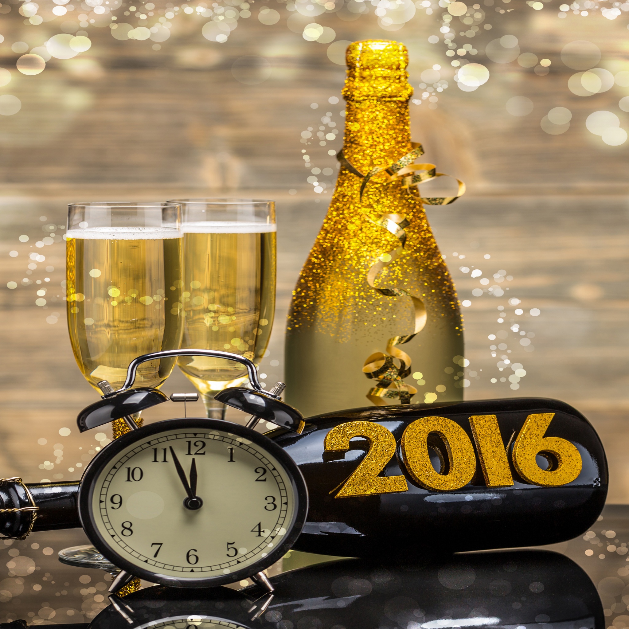 New Year 2016 Champagne Clock Bottle