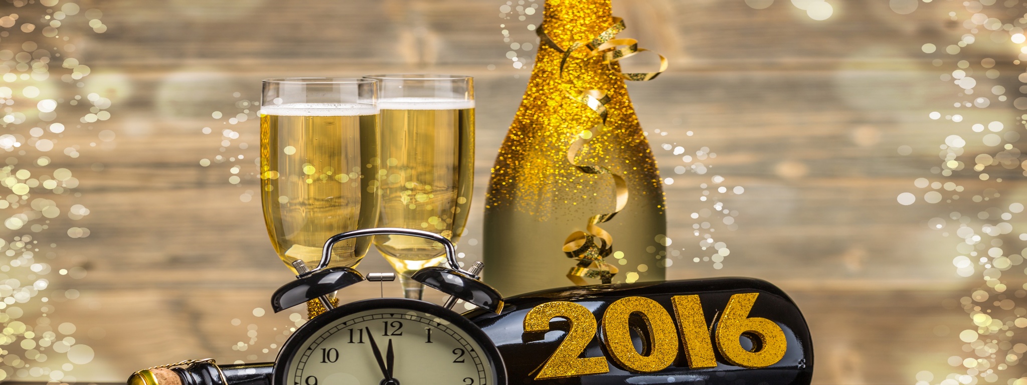New Year 2016 Champagne Clock Bottle