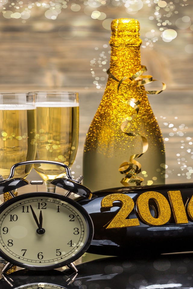 New Year 2016 Champagne Clock Bottle