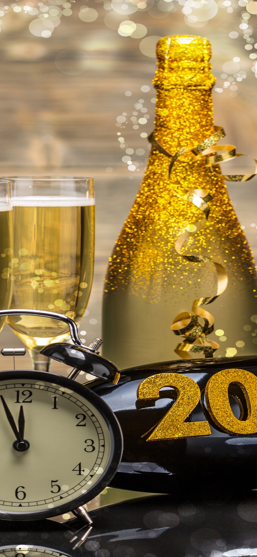 New Year 2016 Champagne Clock Bottle