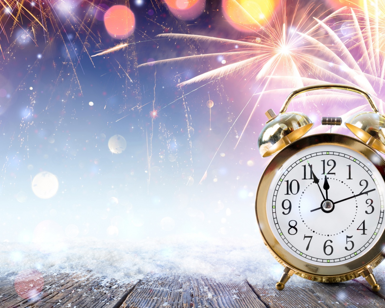 New Year Clock Fireworks