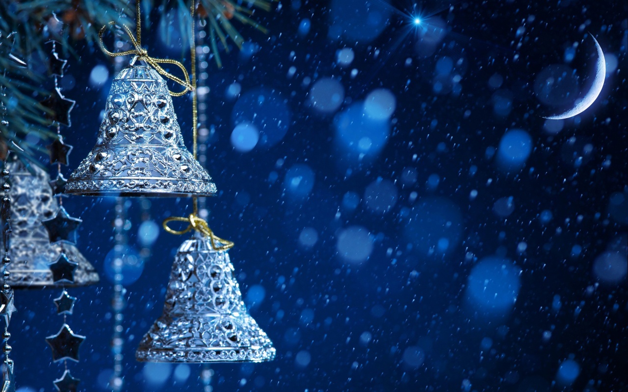 New Year Ornaments Blue Snowfall