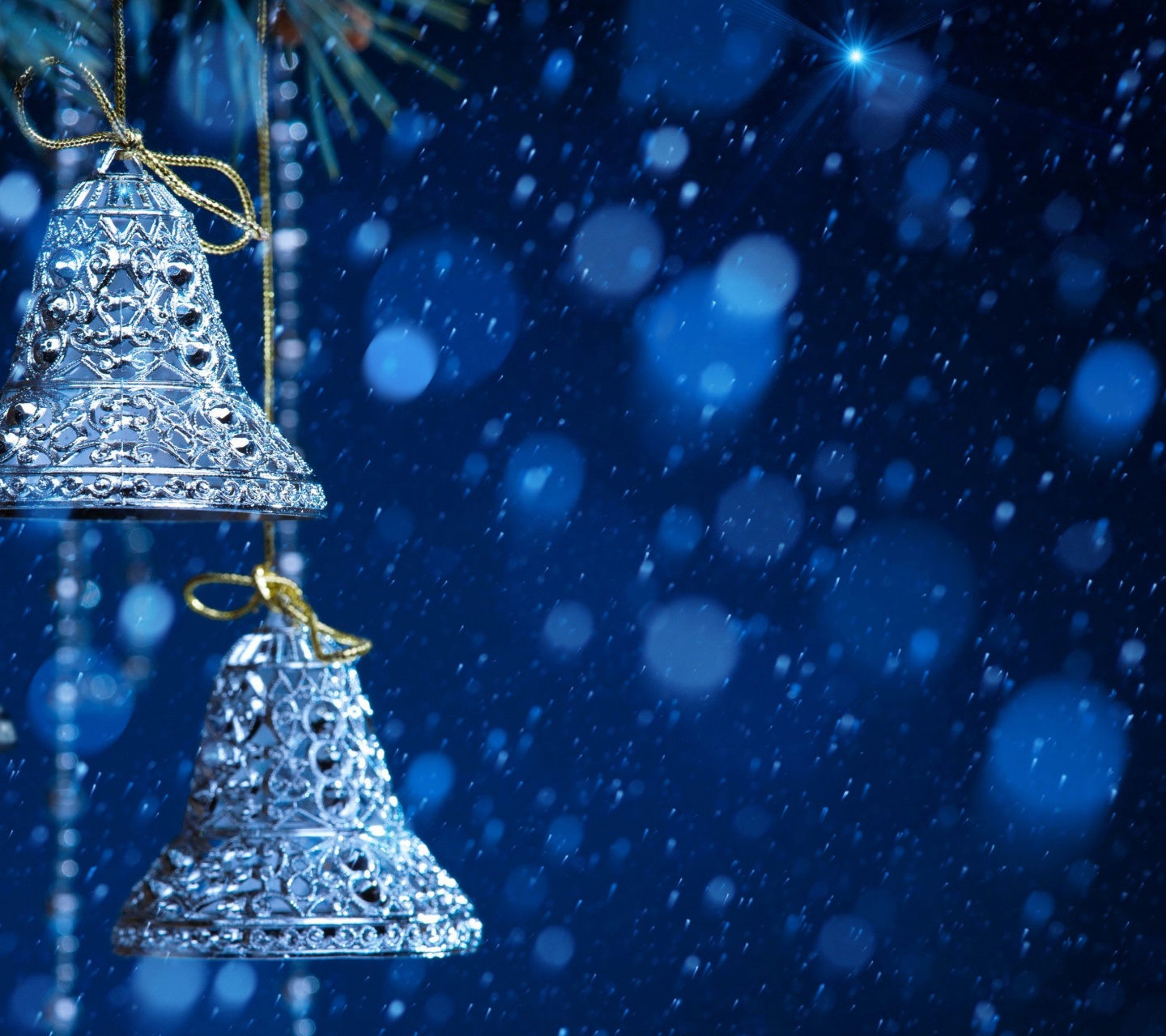 New Year Ornaments Blue Snowfall