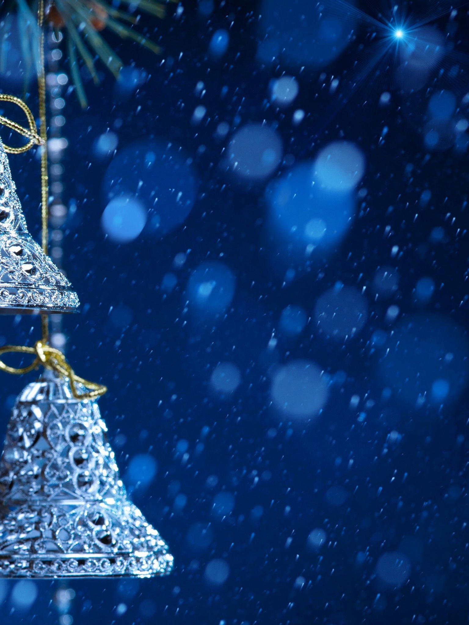New Year Ornaments Blue Snowfall