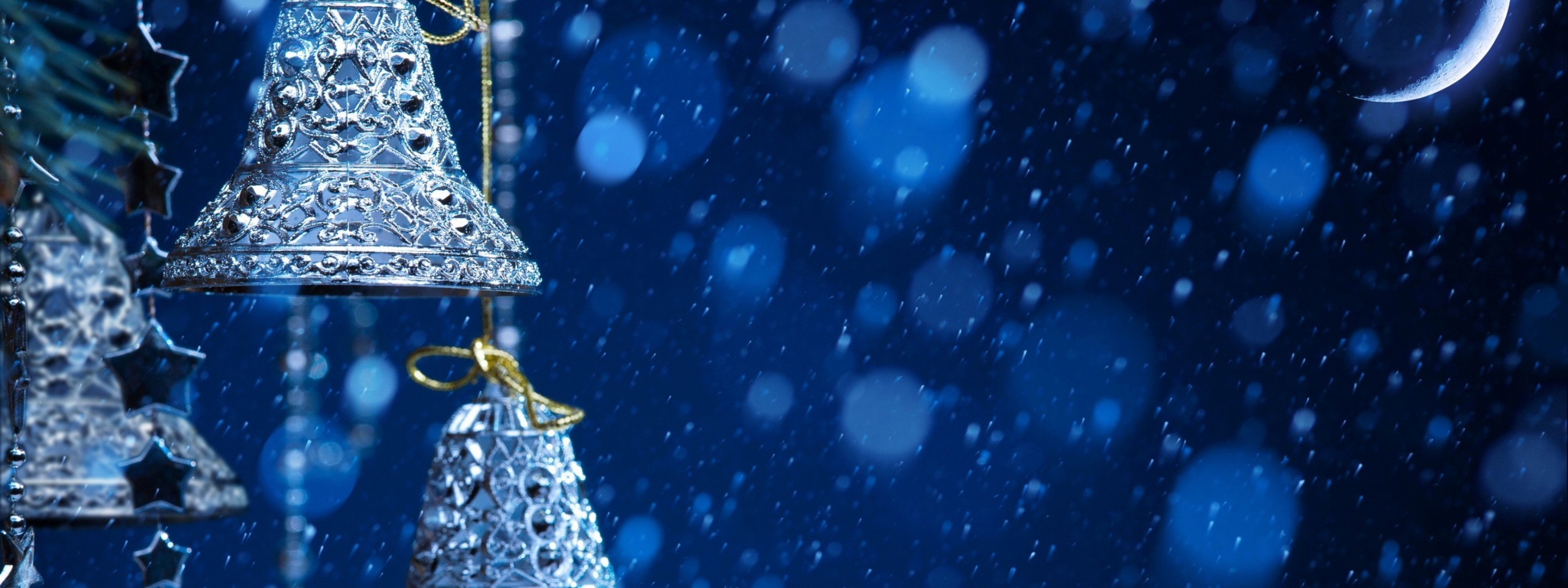 New Year Ornaments Blue Snowfall