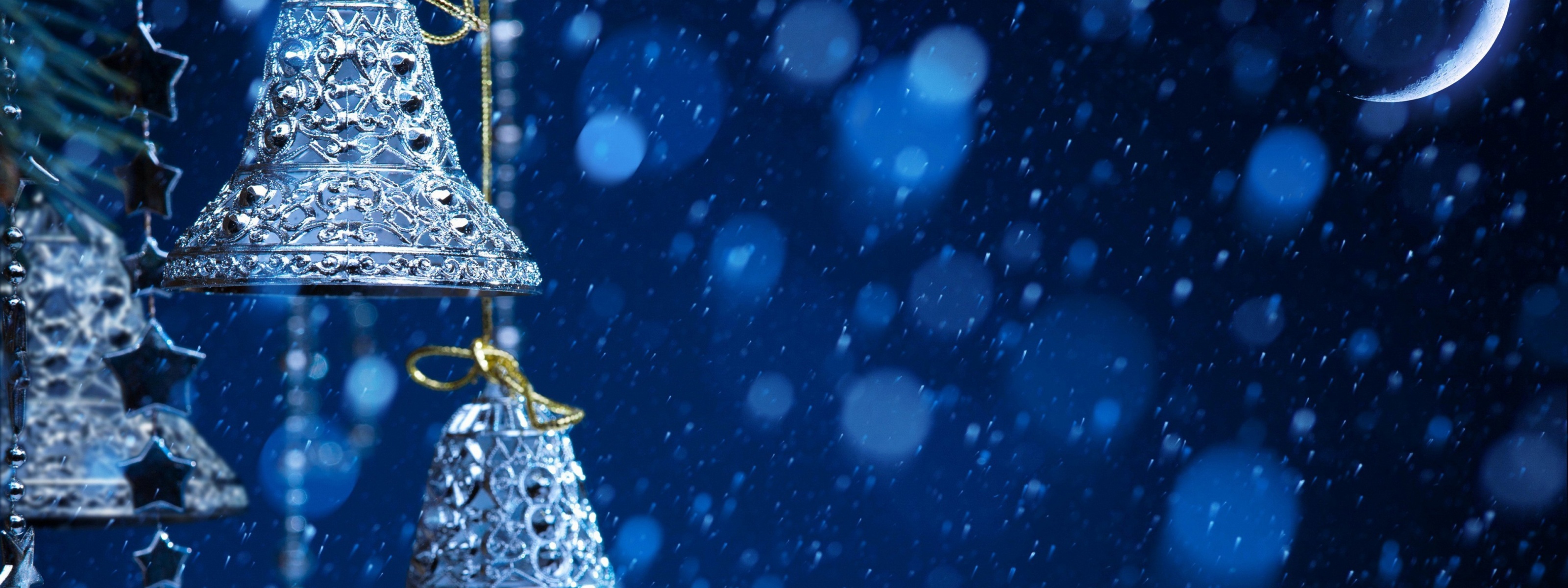 New Year Ornaments Blue Snowfall