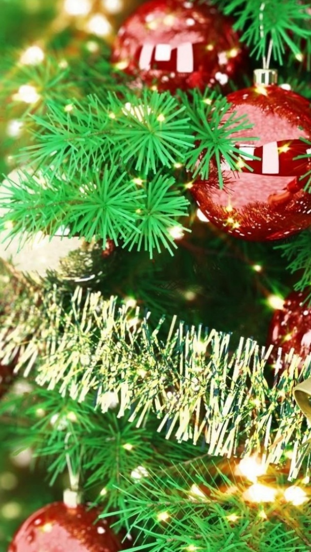 New Year Tree Toys Bells Ribbon Holiday