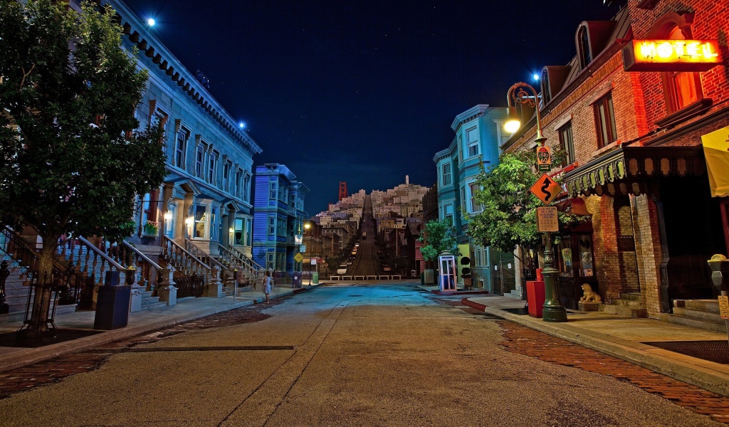 Night Architecture Beautiful Building City Houses Lantern Night Road Street