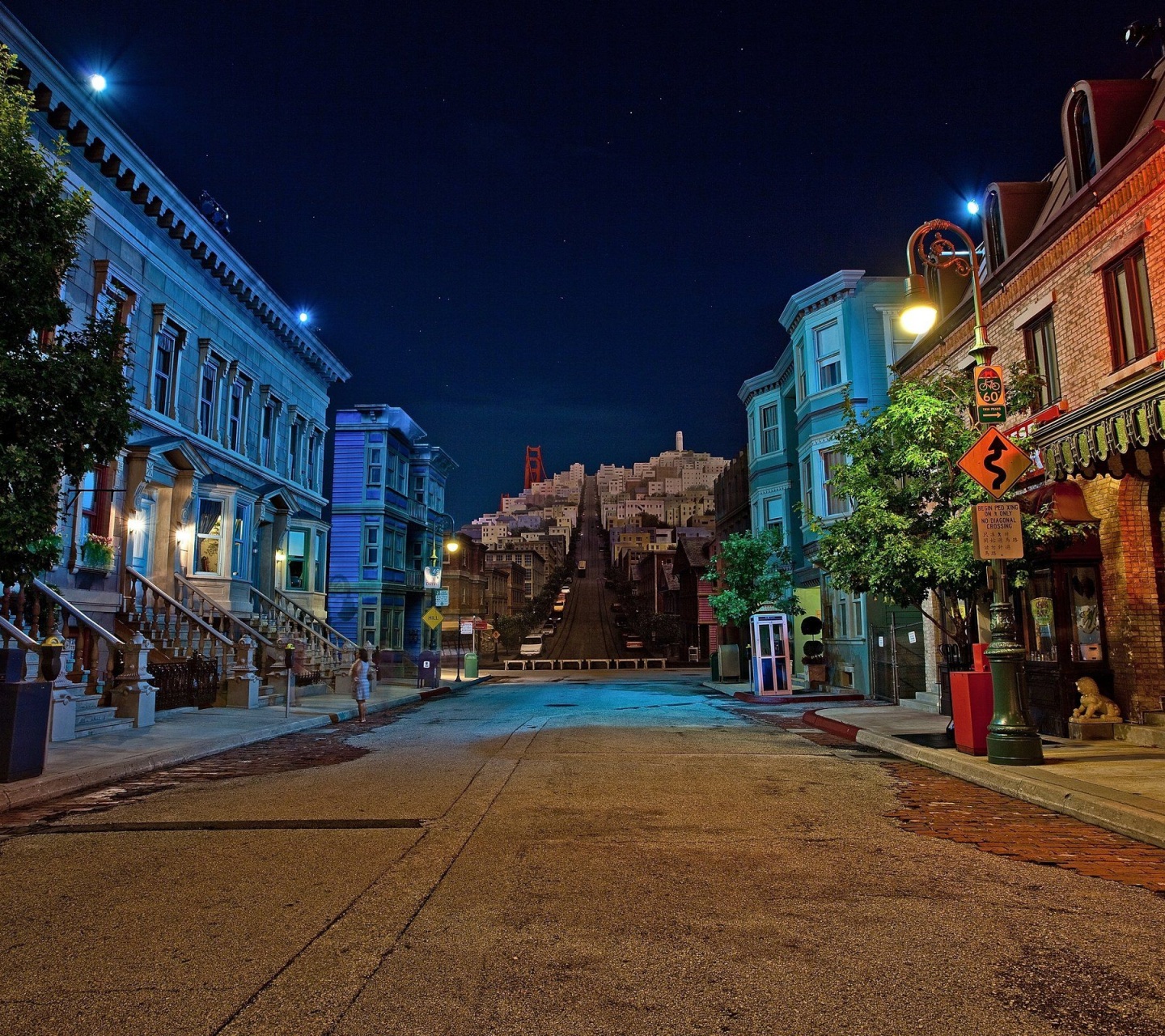 Night Architecture Beautiful Building City Houses Lantern Night Road Street