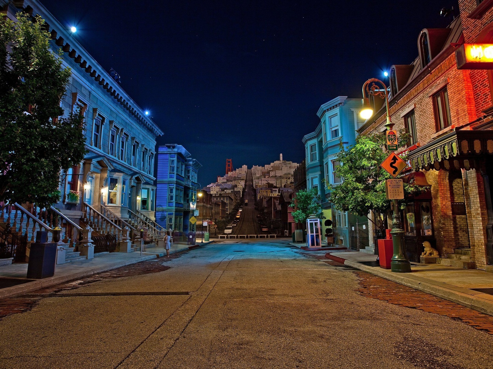 Night Architecture Beautiful Building City Houses Lantern Night Road Street